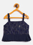 Vastramay SISHU Girl's Navy Blue Draped Skirt With Crop Top